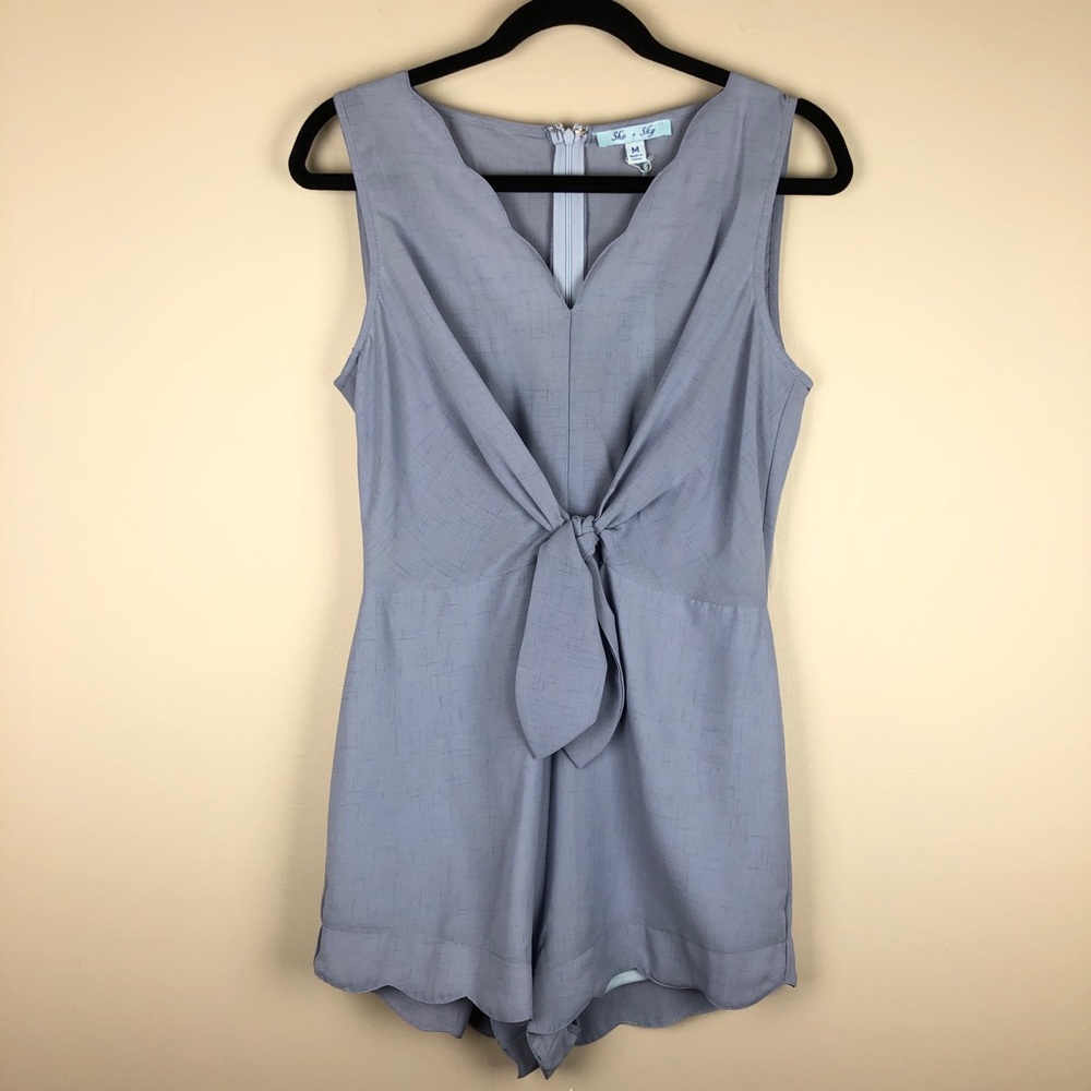 She and Sky Light Blue Romper Size M NWOT